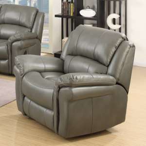 Claton Recliner Sofa Chair In Grey Faux Leather - UK