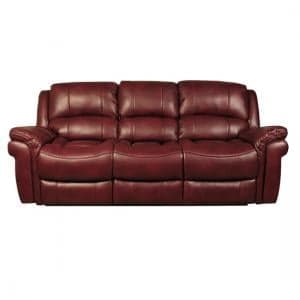 Claton Recliner 3 Seater Sofa In Burgundy Faux Leather - UK