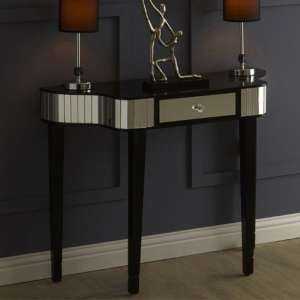 Clavona Mirrored Glass Console Table In Clear And Black - UK
