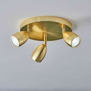 Clovis 3 Lights Spotlight In Satin Brass With Glass Diffuser - UK