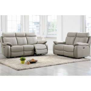Colon Electric Leather 3+2 Sofa Set In Light Grey - UK
