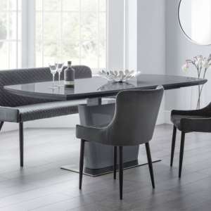 Caishen Extending High Gloss Dining Table In Grey - UK