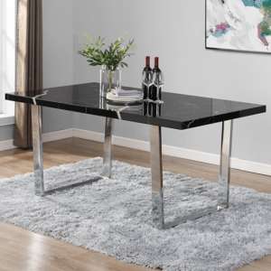 Constable Black High Gloss Dining Table In Milano Marble Effect - UK