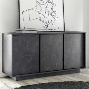 Corvi Wooden Sideboard In Black Marble Effect With 3 Doors - UK