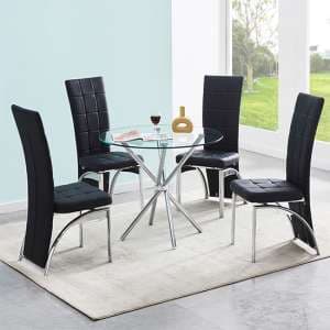 Criss Cross Glass Dining Table With 4 Ravenna Black Chairs - UK