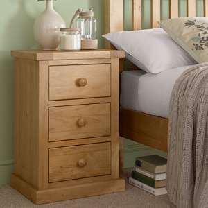 Cyprian Wooden Kids Room Bedside Cabinet In Chunky Pine - UK