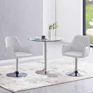 Dante Clear Glass Dining Table With 2 Bucketeer White Chairs - UK