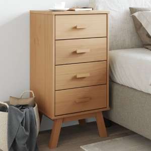 Dawlish Wooden Bedside Cabinet With 4 Drawers In Brown - UK
