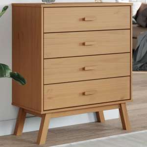 Dawlish Wooden Chest Of 4 Drawers In Brown - UK