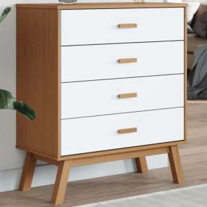 Dawlish Wooden Chest Of 4 Drawers In White And Brown - UK