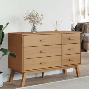 Dawlish Wooden Chest Of 6 Drawers In Brown - UK