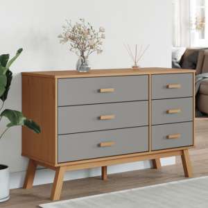 Dawlish Wooden Chest Of 6 Drawers In Grey And Brown - UK