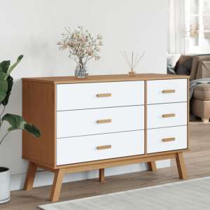 Dawlish Wooden Chest Of 6 Drawers In White And Brown - UK