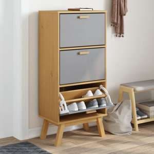 Dawlish Wooden Shoe Cabinet With 3 Drawers In Grey And Brown - UK