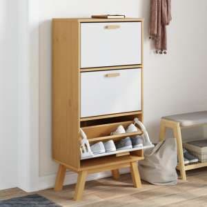 Dawlish Wooden Shoe Cabinet With 3 Drawers In White And Brown - UK