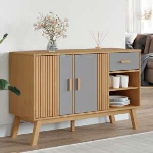 Dawlish Wooden Sideboard With 2 Doors 1 Drawers In Grey Brown - UK