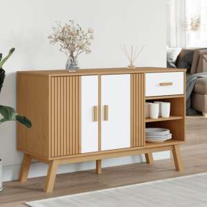 Dawlish Wooden Sideboard With 2 Doors 1 Drawers In White Brown - UK