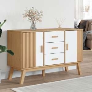 Dawlish Wooden Sideboard With 2 Doors 3 Drawers In White Brown - UK