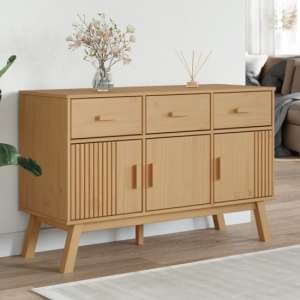Dawlish Wooden Sideboard With 3 Doors 3 Drawers In Brown - UK