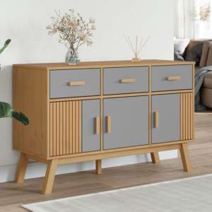 Dawlish Wooden Sideboard With 3 Doors 3 Drawers In Grey Brown - UK