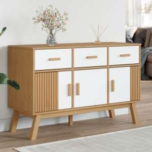 Dawlish Wooden Sideboard With 3 Doors 3 Drawers In White Brown - UK