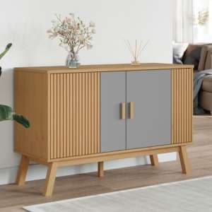 Dawlish Wooden Storage Cabinet With 2 Doors In Grey And Brown - UK