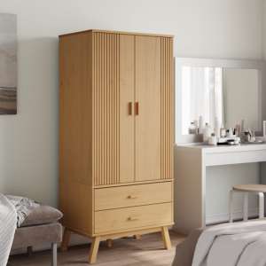 Dawlish Wooden Wardrope With 2 Doors In Brown - UK