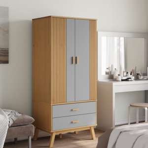 Dawlish Wooden Wardrope With 2 Doors In Grey And Brown - UK