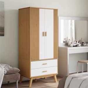 Dawlish Wooden Wardrope With 2 Doors In White And Brown - UK