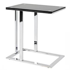 Declan Glass Side Table In Black With Chrome Base - UK