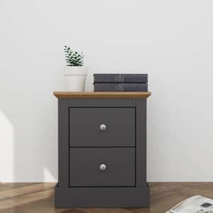 Devan Wooden Bedside Cabinet With 2 Drawers In Charcoal - UK