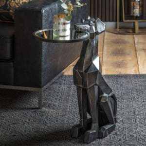 Dexmen Glass Top Dog Side Table In Black - UK