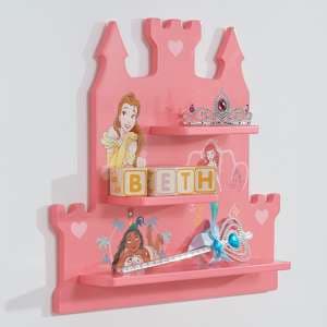 Disney Princess Childrens Wooden Wall Shelf In Pink - UK