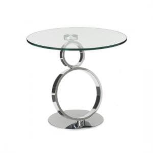 Oldham Glass Side Table And Polished Stainless Steel Base - UK