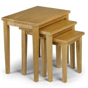 Cadee Wooden Nest Of 3 Tables Square In Light Oak - UK