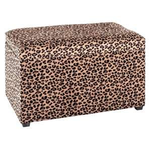 Eastroy Fabric Upholstered Storage Ottoman In Leopard Print - UK