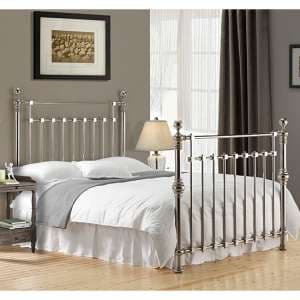 Edward Metal King Size Bed In Chrome - UK