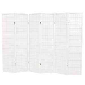 Elif Folding 6 Panels 240cm x 170cm Room Divider In White - UK