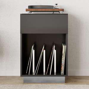 Ercis High Gloss Turntable Stand With 1 Drawers In Grey - UK