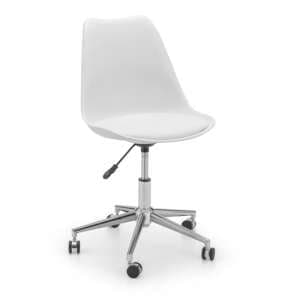 Edolie PU Fabric Office Chair In White And Chrome - UK
