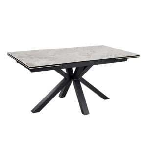 Etolin Grey Marble Effect Dining Table With Black Metal Base - UK