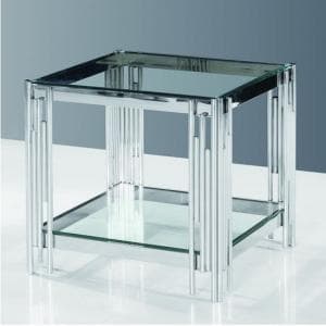 Ventnor Glass Side Table In Clear With Polished Steel Frame - UK