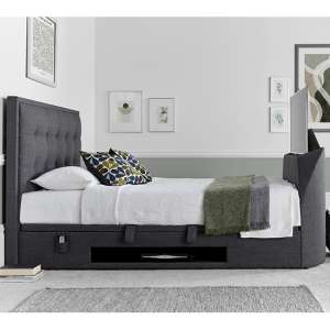 Felton Ottoman Pendle Fabric Double TV Bed In Slate - UK