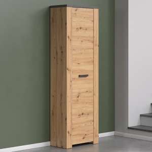 Fero Wooden Hallway Storage Cabinet In Artisan Oak And Matera - UK