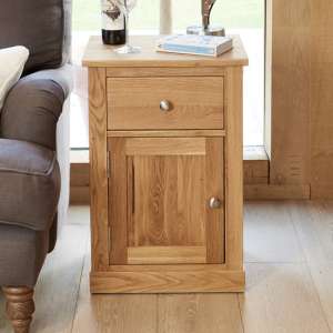 Fornatic Wooden Lamp Table In Mobel Oak With 1 Door 1 Drawer - UK