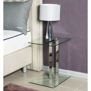 Forney Clear Glass Side Table With Chrome Metal Stand - UK