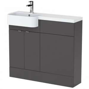 Fuji 100cm Left Handed Vanity With Round Basin In Gloss Grey - UK