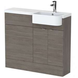 Fuji 100cm Right Handed Vanity With Round Basin In Brown Grey - UK
