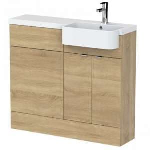 Fuji 100cm Right Handed Vanity With Round Basin In Natural Oak - UK