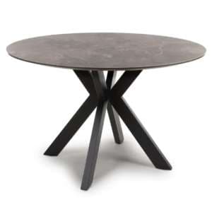 Gabri Sintered Stone Dining Table Large Round In Marbled Effect - UK